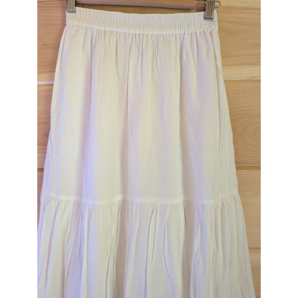 Tiered Eyelet Maxi Skirt S Boho Cottagecore Romantic Peasant Flowy Ethereal - Picture 3 of 8